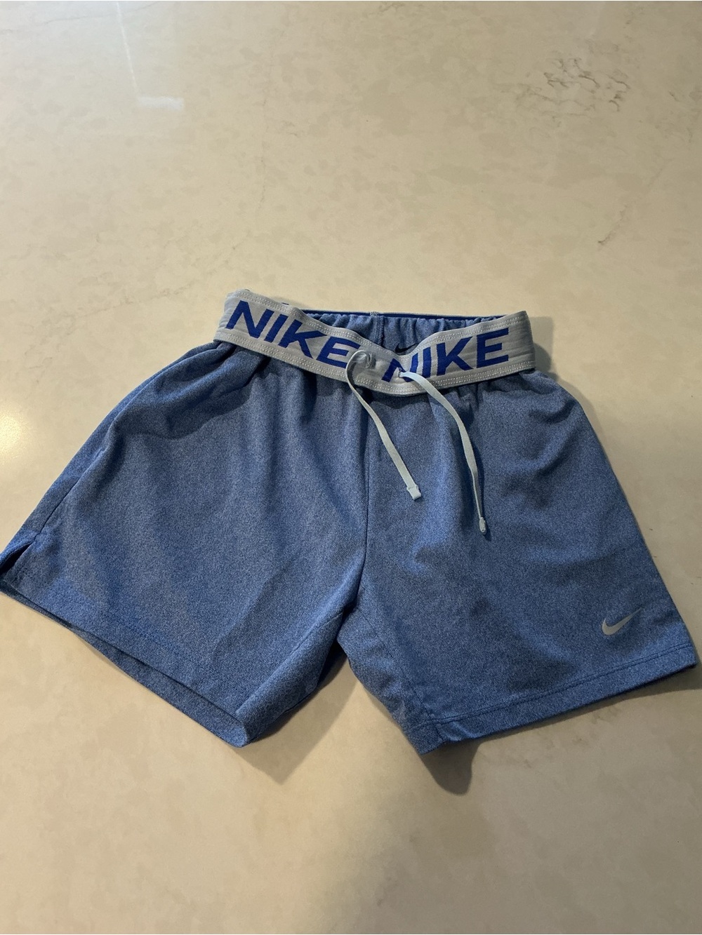 Nike Heathered Blue Workout Shorts with Logo Waistband